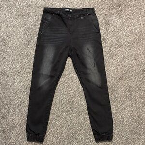 Hyper Denim Black Drop Crotch Denim Joggers